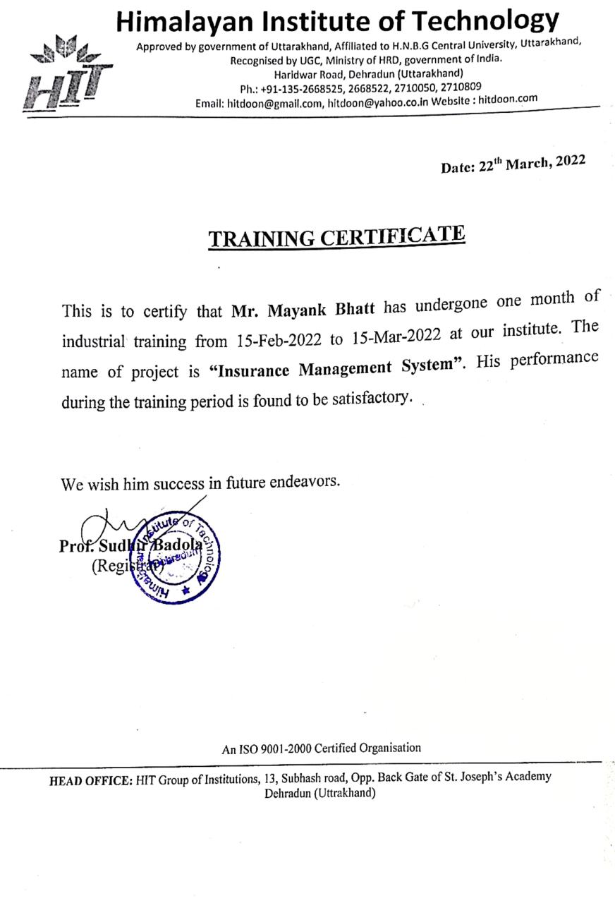 Industrial Training Certificate